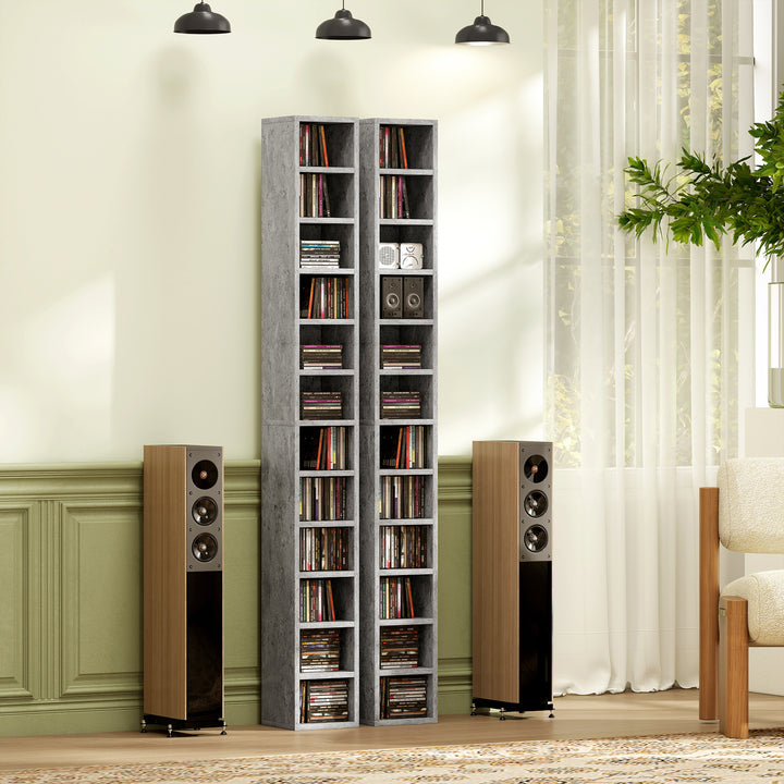 204 CD Tall Narrow Media Storage Tower - Cement Grey