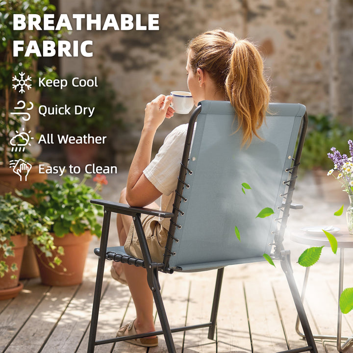 Folding Garden Chairs Set of 2, Outdoor Dining Chairs with Wide Textel