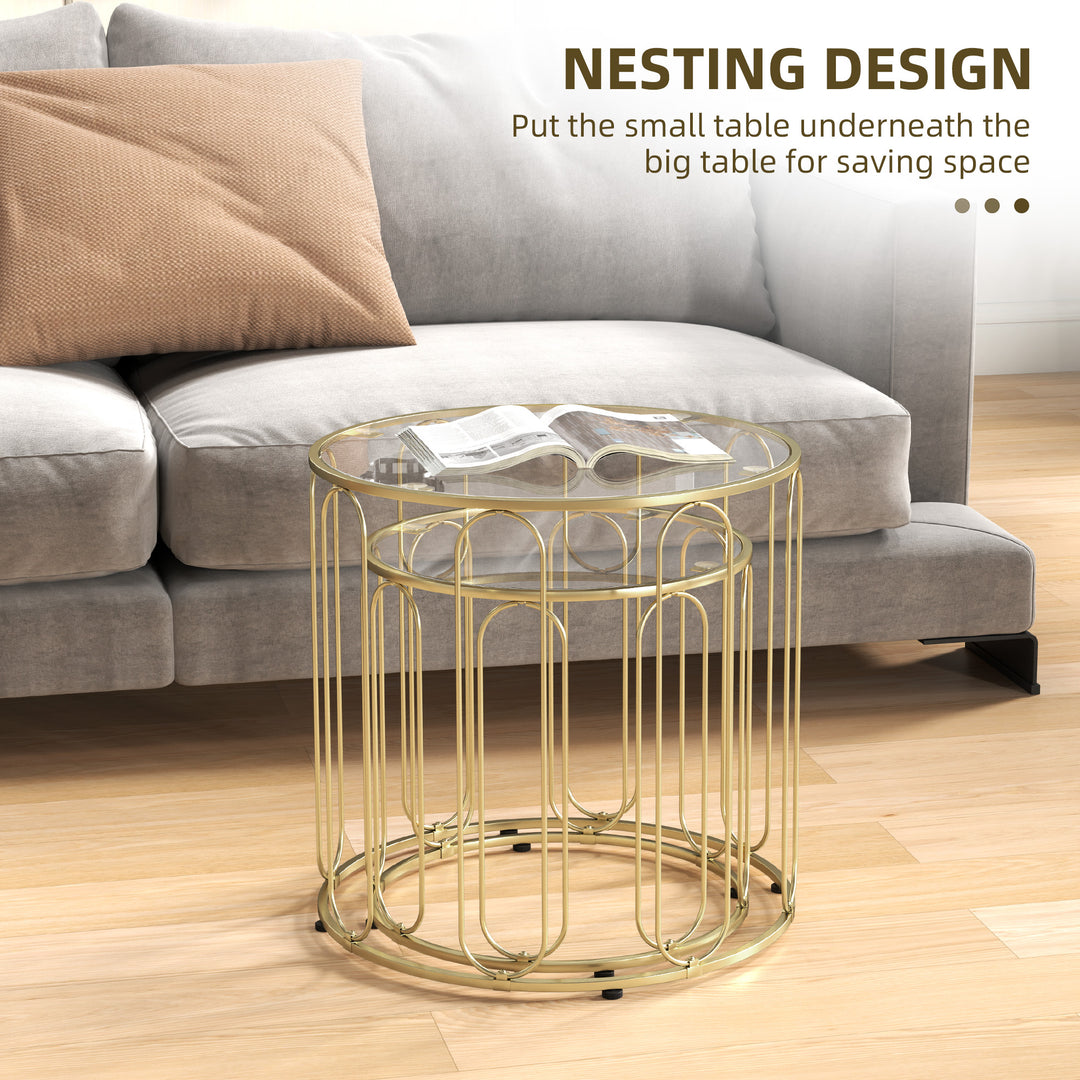 Elliptical Cut-Out Nesting Tables - Gold-Tone