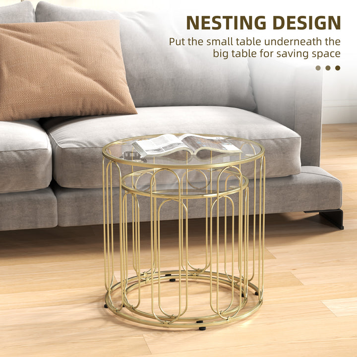 Elliptical Cut-Out Nesting Tables - Gold-Tone