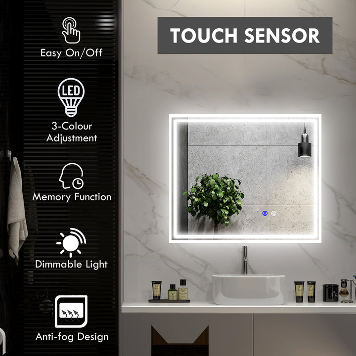 Large LED Bathroom Mirror, Illuminated Makeup Mirror, with 3 Colour, Smart Touch, Anti-Fog