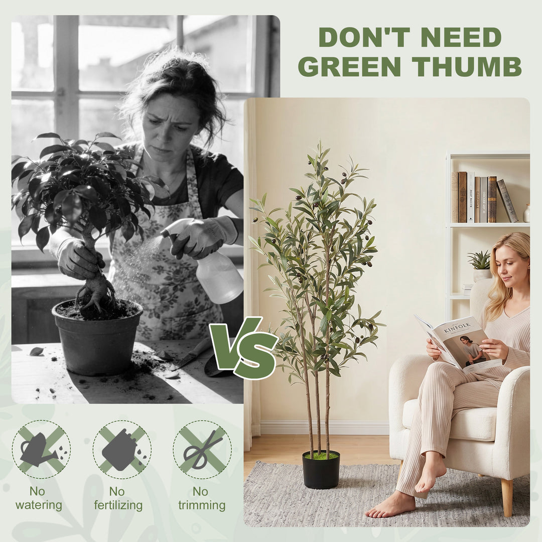 Decorative Artificial Plant, 148 cm Silk Olive Tree with 553 Leaves in