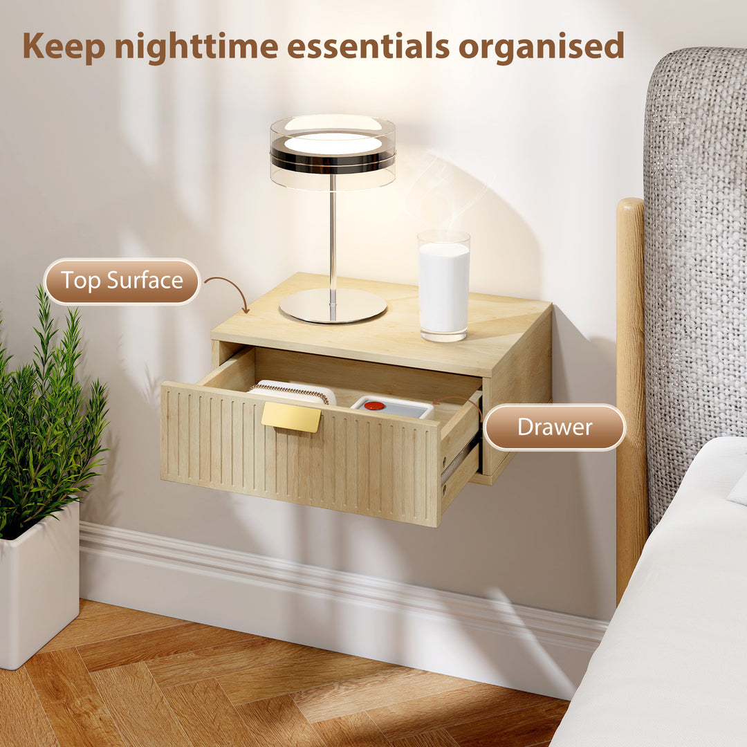 Modern Floating Nightstands Set of 2, Wall Mounted Bedside Tables with