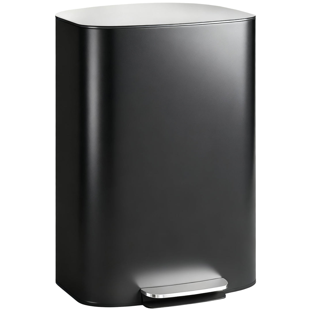 MCL 50L Kitchen Bin with Soft-Close Lid and Stay-Open Function, Stainless Steel Pedal Bin with Removable Inner Bucket, Carry Handle for Kitchen, Office, Home