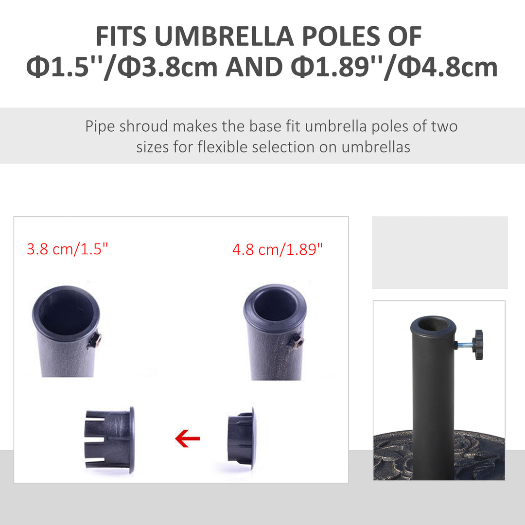 9kg Garden Parasol Base, Round Resin Cast Iron Effect Sun Umbrella Base, Outdoor Umbrella Stand for 38mm or 48mm Outdoor Umbrella Poles, Bronze Tone