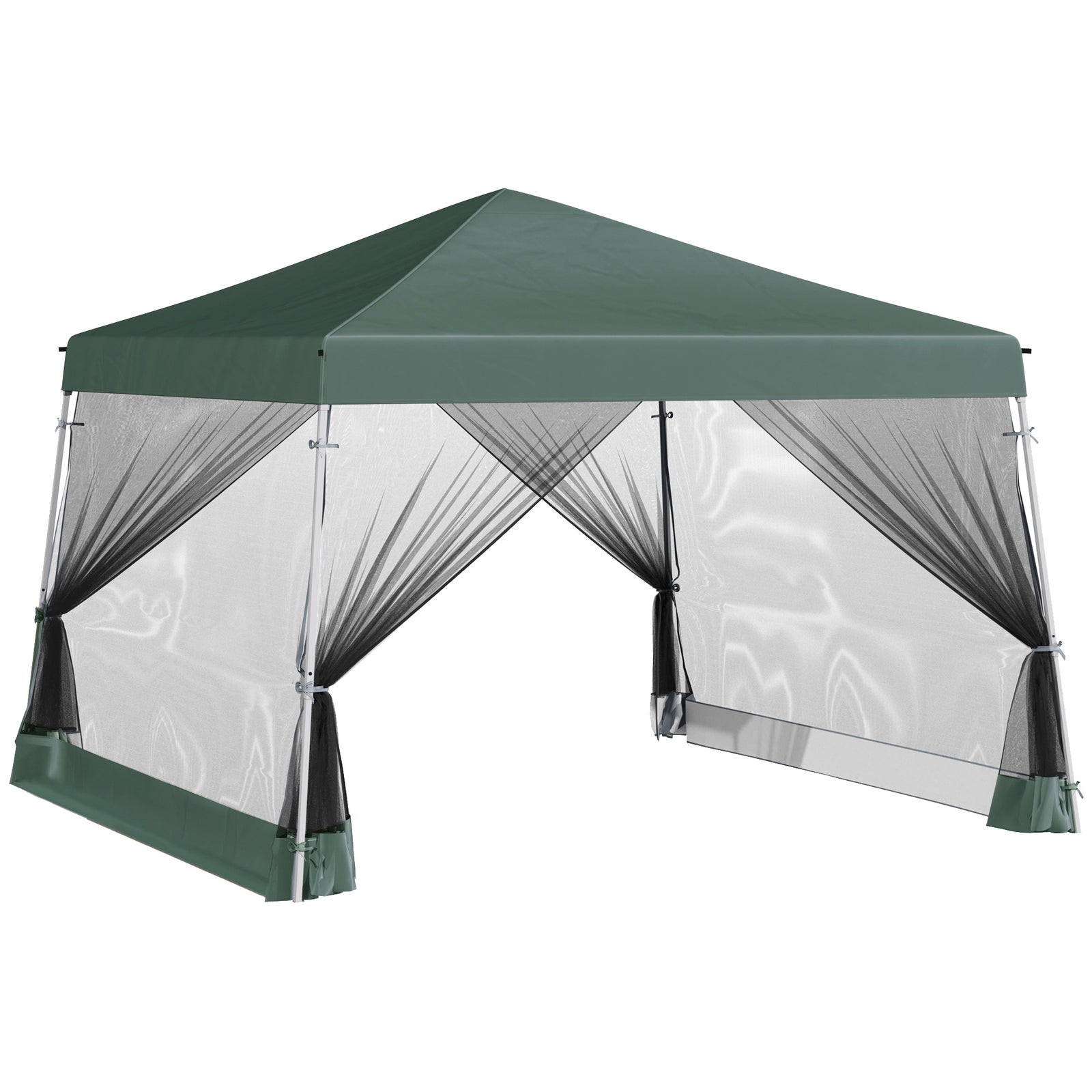 Outdoor Garden Pop-up Gazebo Canopy Tent Sun Shade Event Shelter Folding with Adjustable Height, Mesh Screen Side Walls 3.5 M × 3.5 M Base / 3 M × 3 M Top, Green