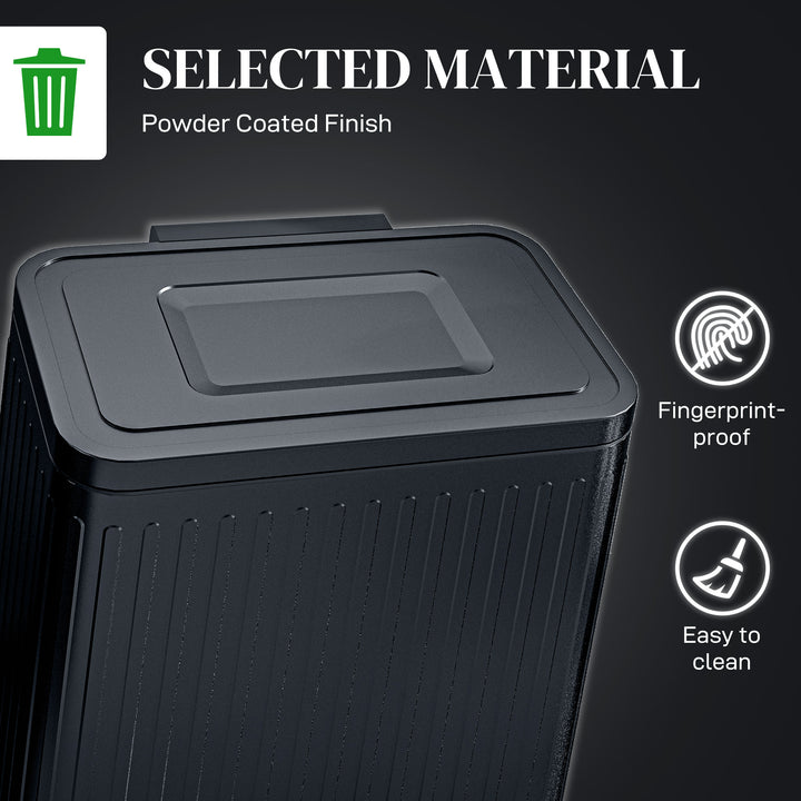 HOMCOM Dual Kitchen Bin, 2 x 20L Double Bin for Recycling and Waste, Fingerprint-proof Pedal Bin with Soft-Close Lid, Removable Inner Buckets, Black