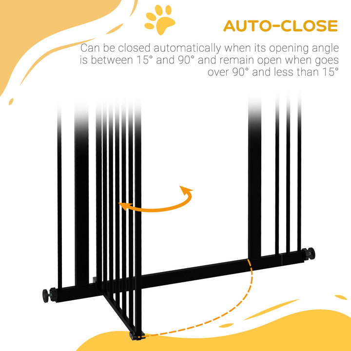 PawHut Safety Pet Gate, Metal Dog Fence, Adjustable 74-87cm, Foldable Design, Sleek Black | Aosom UK