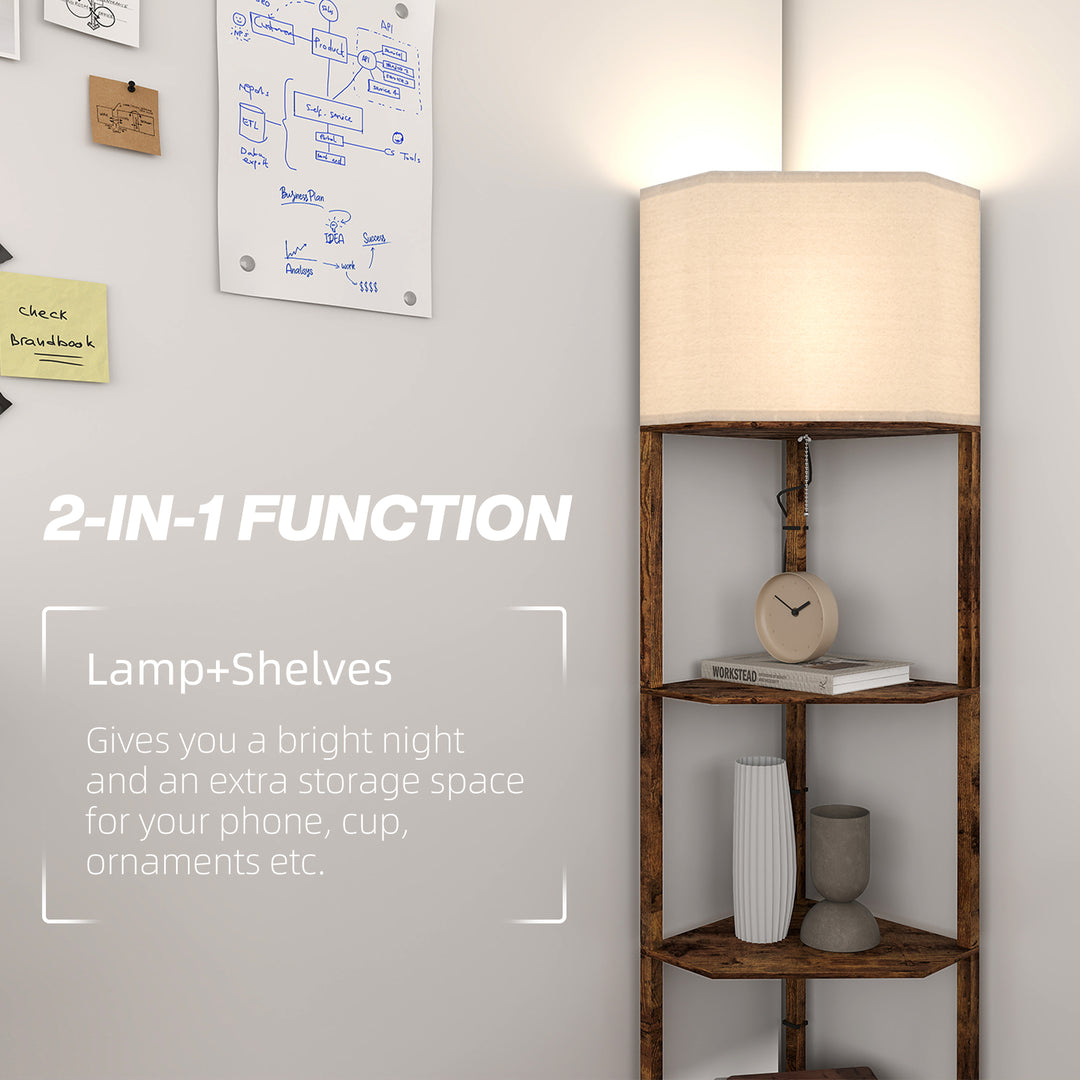 MCL Corner Floor Light, with Shelves - Wood-Effect