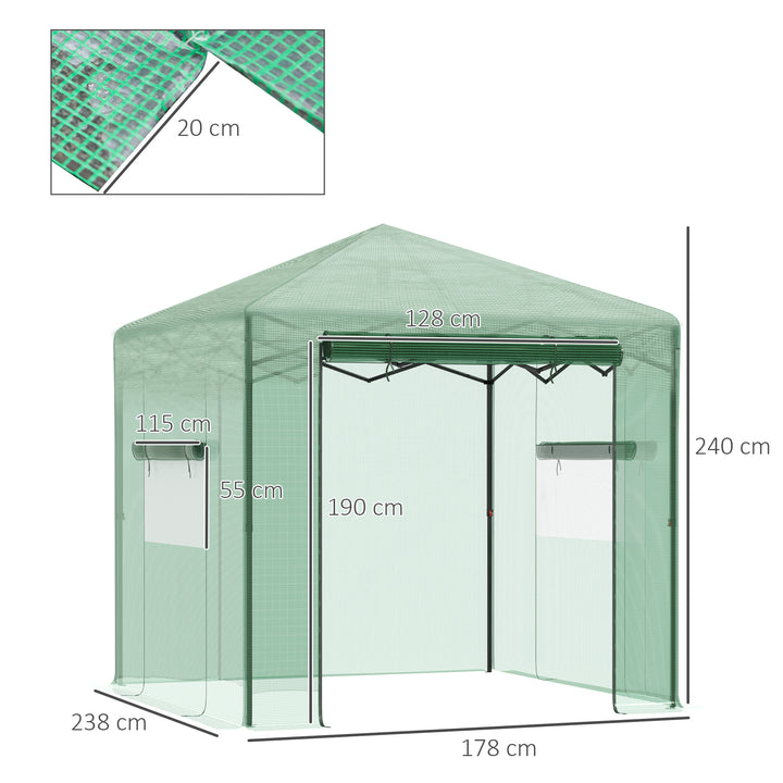 MCL Pop-up Small Greenhouse, Outdoor Walk-in Tomato Greenhouse with Carrying Bag, PE Cover, Steel Frame, Green, 2.4L x 1.8W x 2.4H m