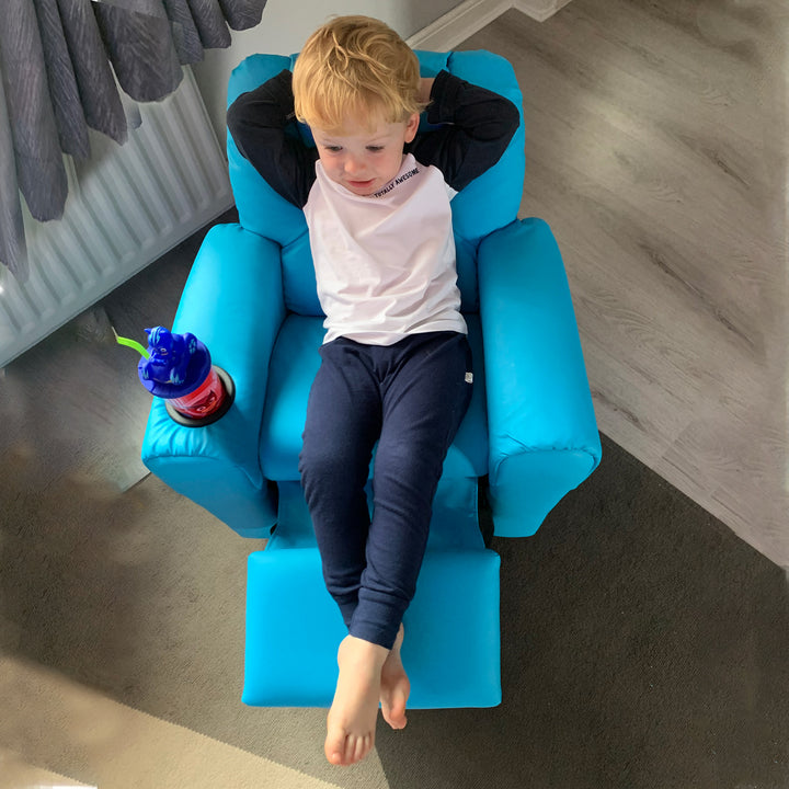 HOMCOM Childrens Recliner Armchair W/ Cup Holder-Blue