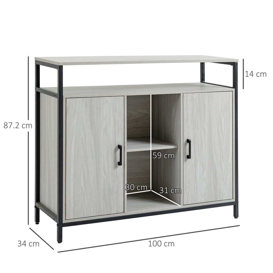 MCL Modern Sideboard, Steel Frame Storage Cabinet with 2 Doors and Adjustable Shelves for Living Room, Hallway, Light Grey