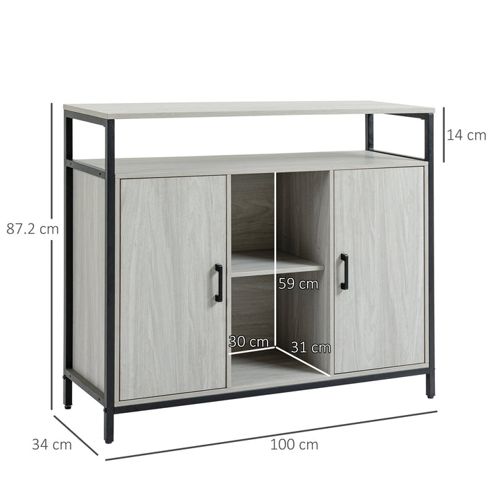 MCL Modern Sideboard, Steel Frame Storage Cabinet with 2 Doors and Adjustable Shelves for Living Room, Hallway, Light Grey