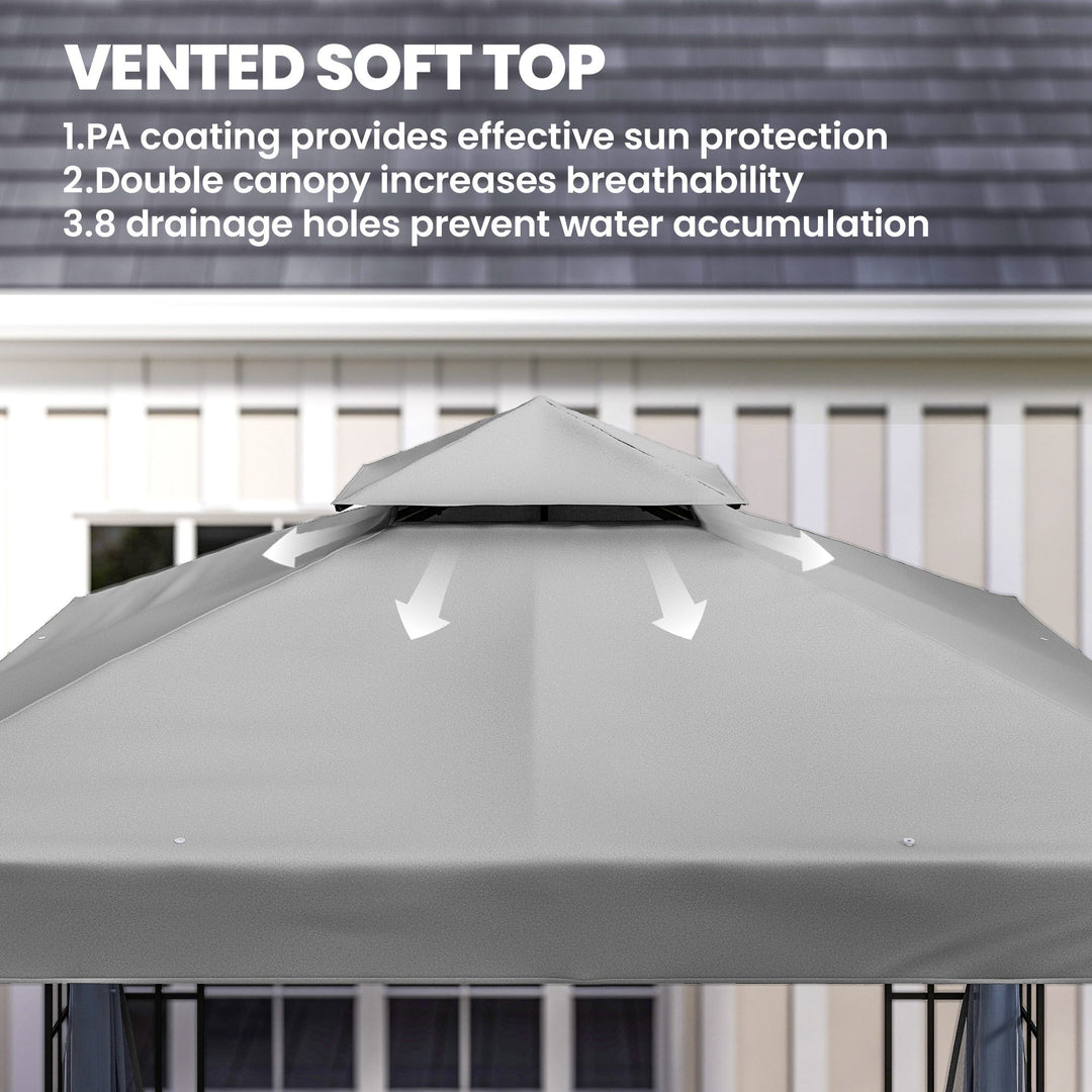 3 x 3(m) Patio Gazebo Canopy Garden Pavilion Tent Shelter with 2 Tier 