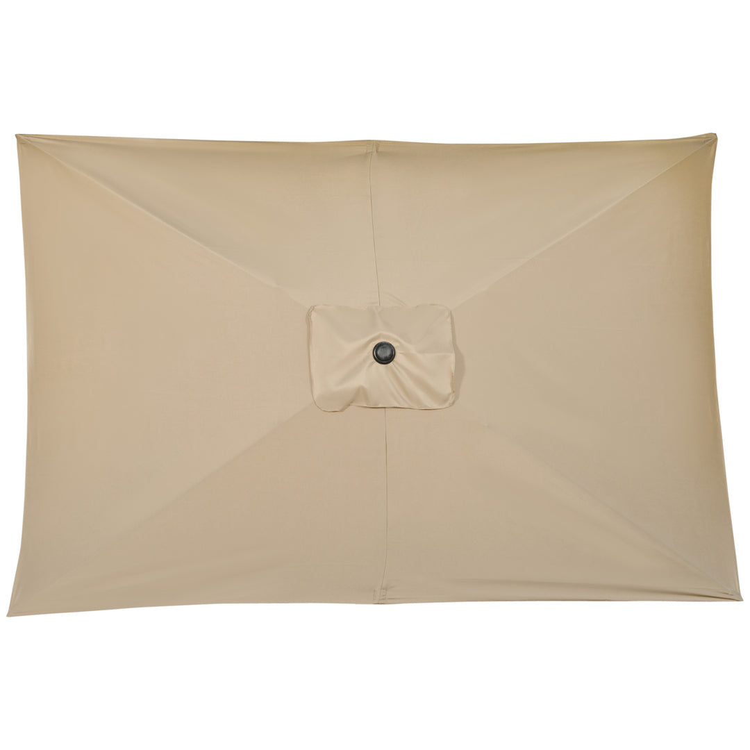 3x2m Patio Parasol Garden Umbrellas Canopy with Aluminium Tilt Crank Rectangular Sun Shade Steel, Khaki
