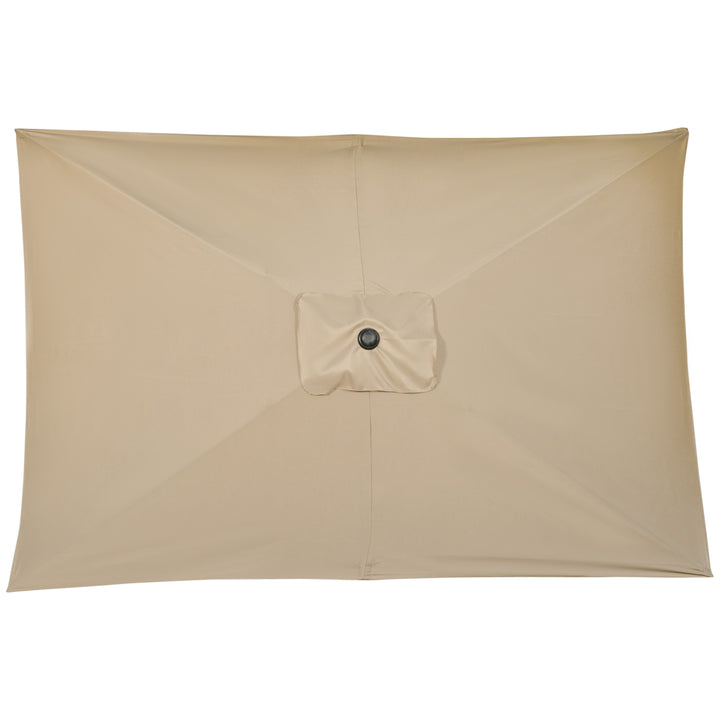 3x2m Patio Parasol Garden Umbrellas Canopy with Aluminium Tilt Crank Rectangular Sun Shade Steel, Khaki
