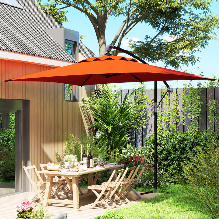 3(m) Cantilever Overhanging Parasol, with Cross Base - Orange