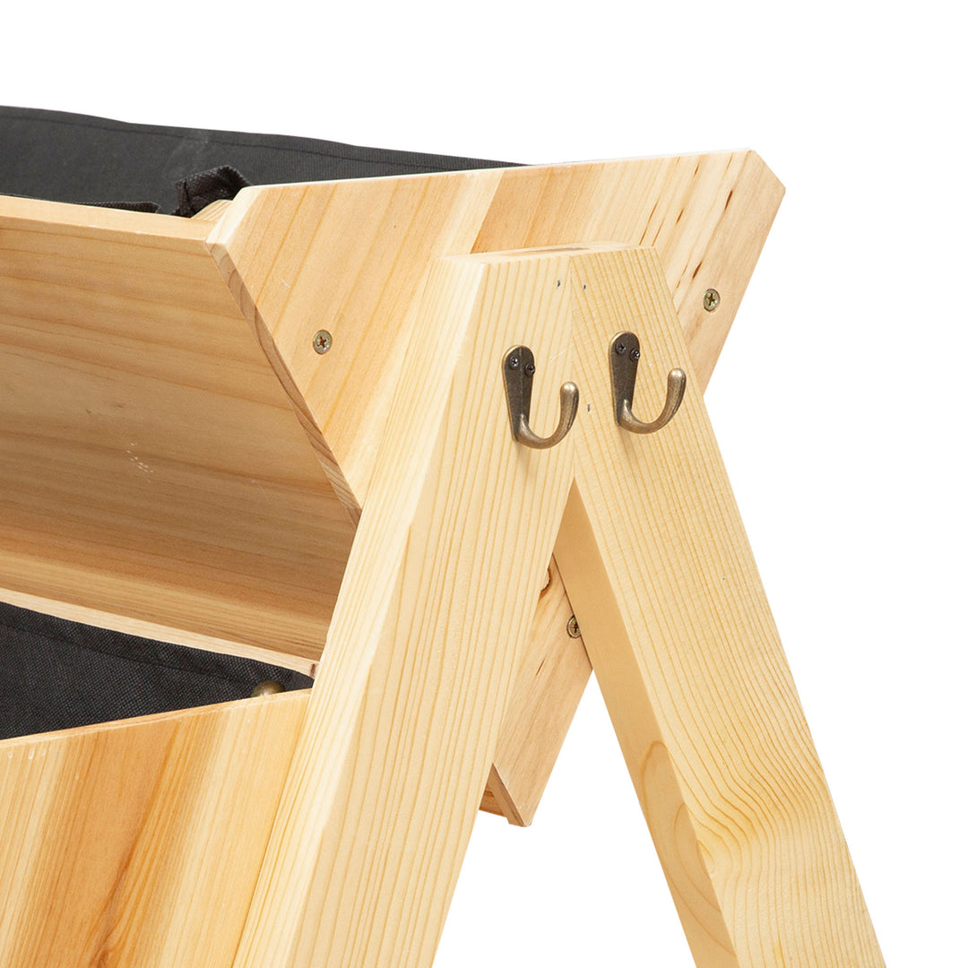 3 Tier Raised Beds for Garden, Wooden Planter Boxes with Clapboard and Hooks, 142L, 120 x 68 x 80cm