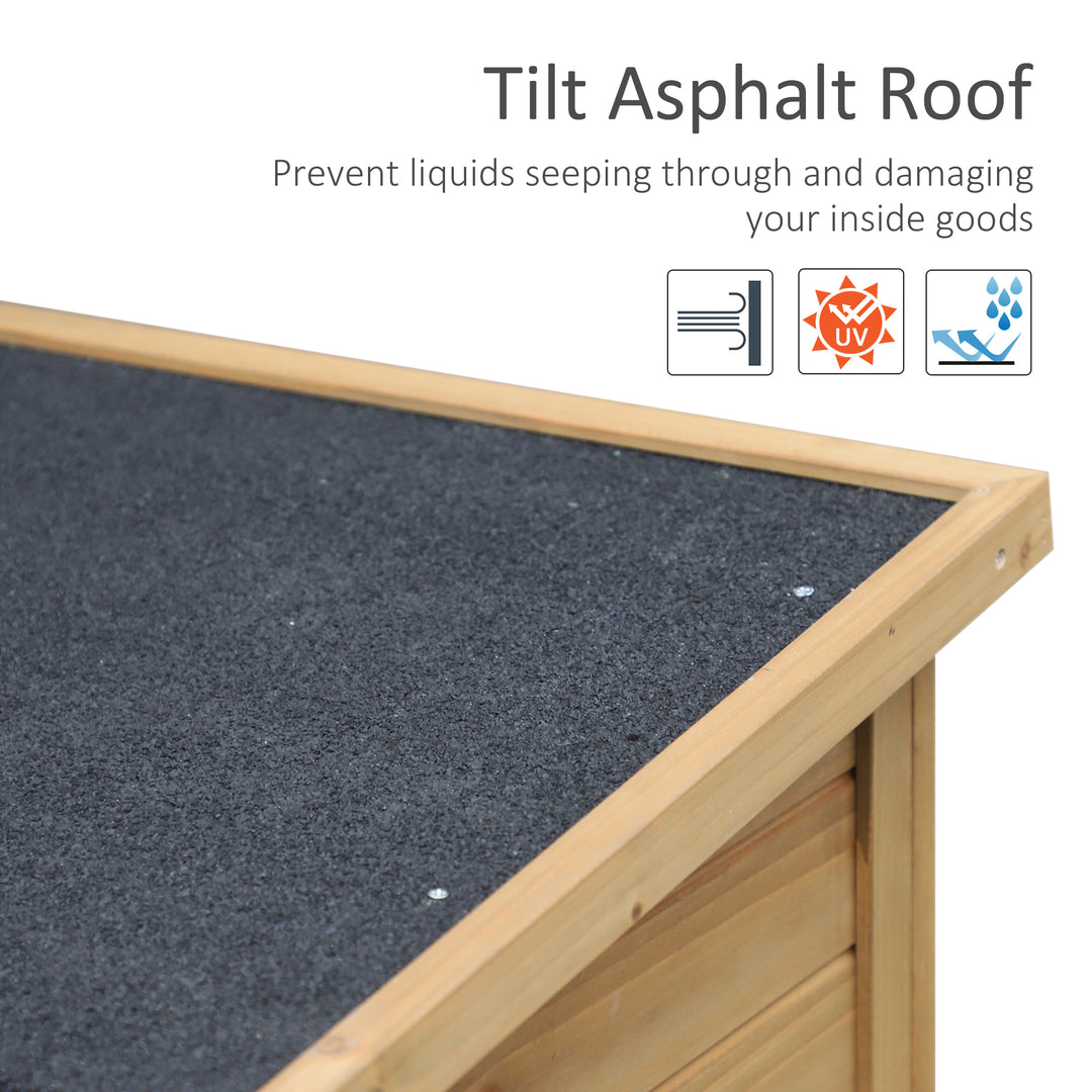 MCL Garden Shed Wooden Garden Storage Shed 2 Door Unit Solid Fir Wood Garage Tool Organisation Cabinet, 87L x 46.5W x 96.5Hcm, Natural