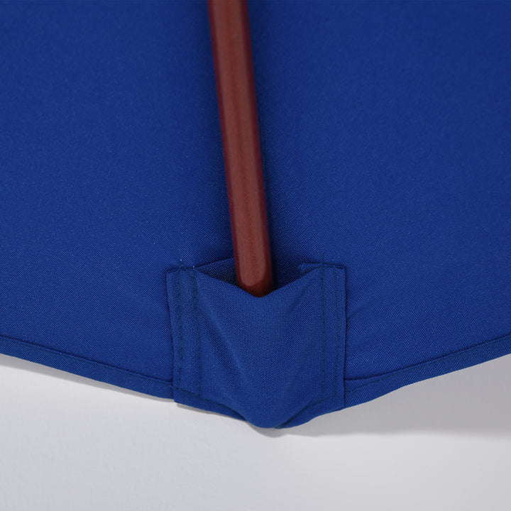 2.5m Garden Parasol Umbrella, Outdoor Market Table Umbrella with Wooden Pole & 8 Fibre Glass Ribs, Round Sun Shade Canopy, Blue