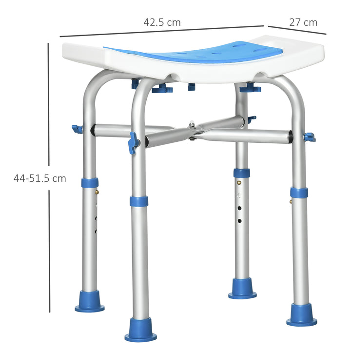 HOMCOM Shower Serenity: Adjustable Padded Stool for Elderly & Disabled, Non-Slip with Handle, Sapphire Blue | Aosom UK