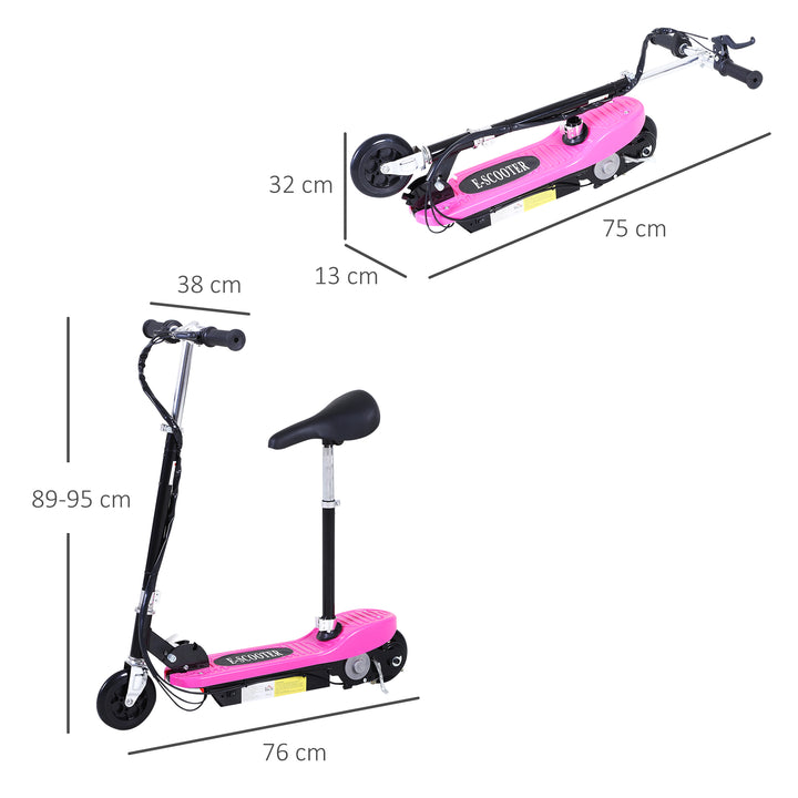 HOMCOM Outdoor Ride On Powered Scooter for kids Sporting Toy 120W Motor Bike 2 x 12V Battery - Pink