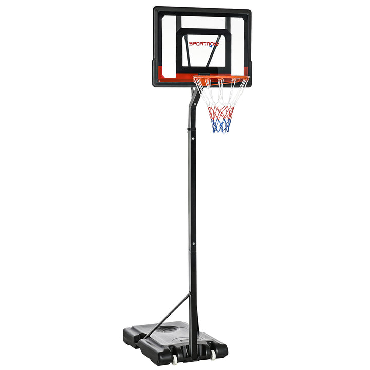 SPORTNOW 2.1-2.6m Adjustable Basketball Hoop and Basketball Stand w/ Sturdy Backboard and Weighted Base, Portable on Wheels | Aosom UK