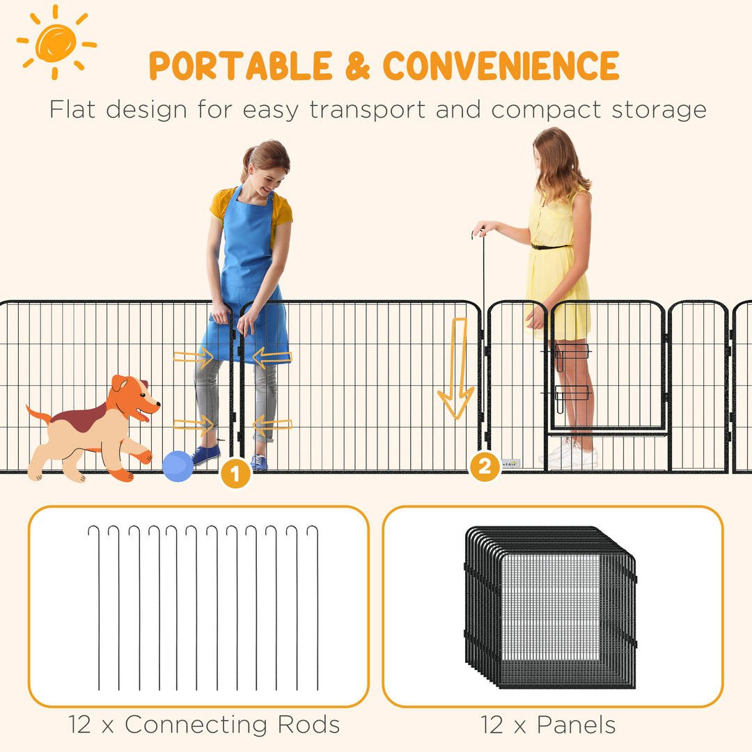 12 Panels Heavy Duty Puppy Playpen, for Small Dogs, Indoor and Outdoor Use - Silver