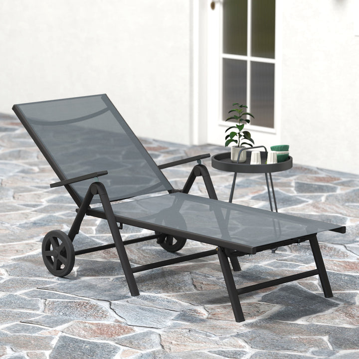 Five-Position Reclining Sun Lounger - Grey