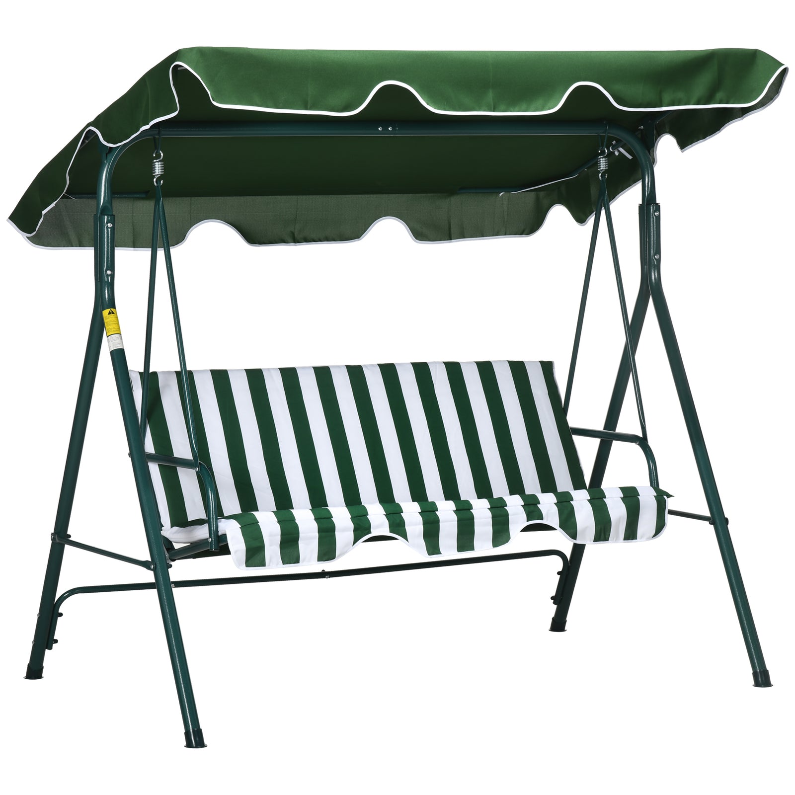 3-Seat Swing Chair Garden Swing Seat with Adjustable Canopy for Patio, Green