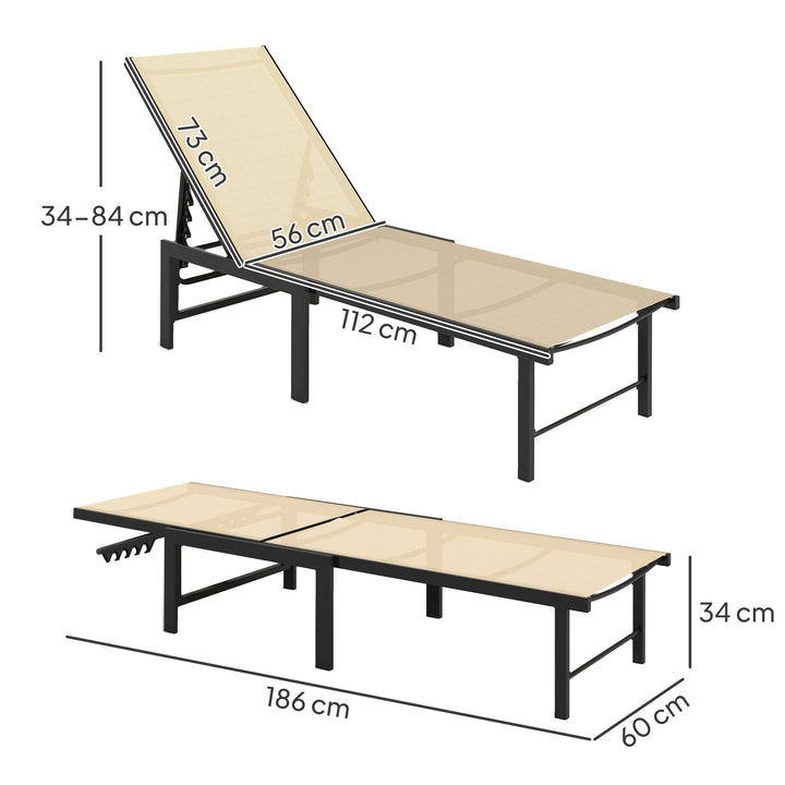 Reclining Sun Lounger - Khaki