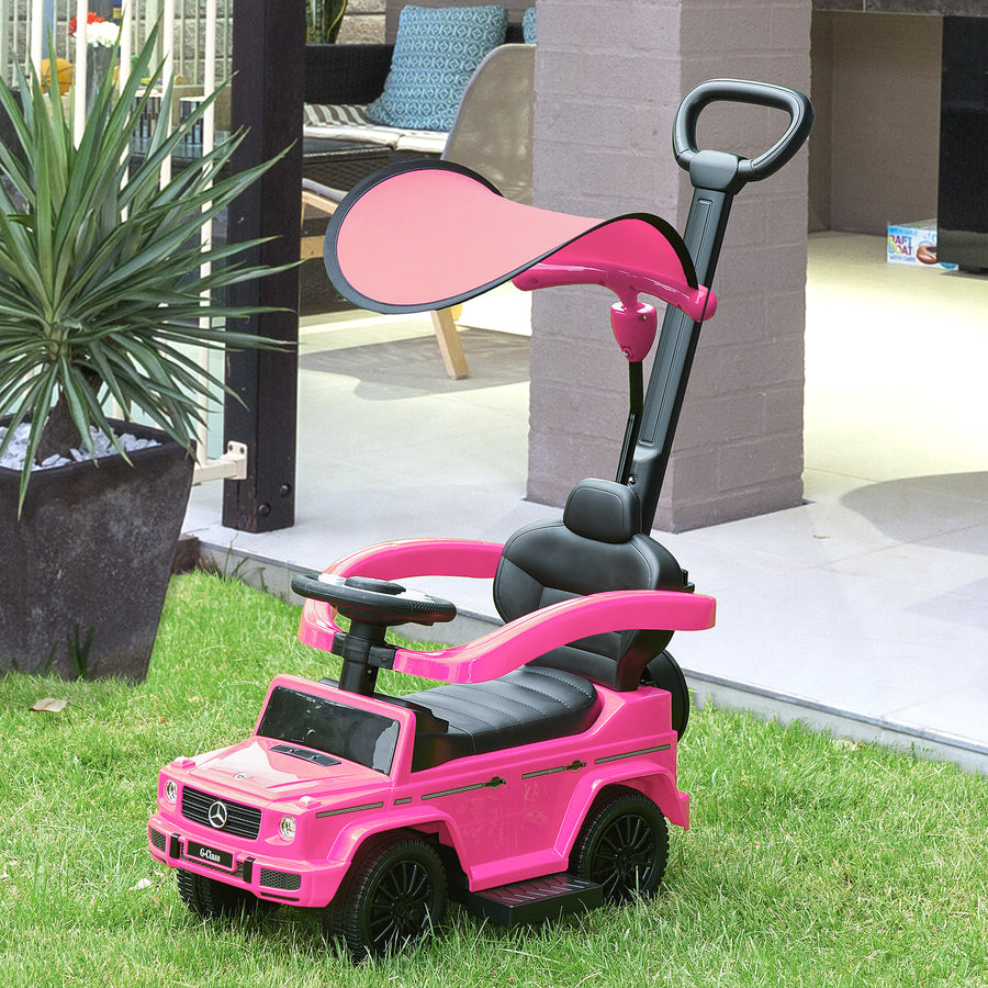 3 in 1 Kids Children Ride on Push Car Toddler Sliding Car G350 Licensed Walker Foot to Floor Slider Push-Along with Horn Steering Wheel NO POWER Manual, Pink