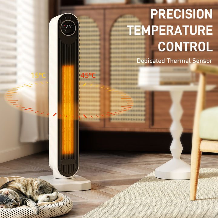 HOMCOM 2000W Ceramic Electric Heater with Fan, Timer, Oscillation - White
