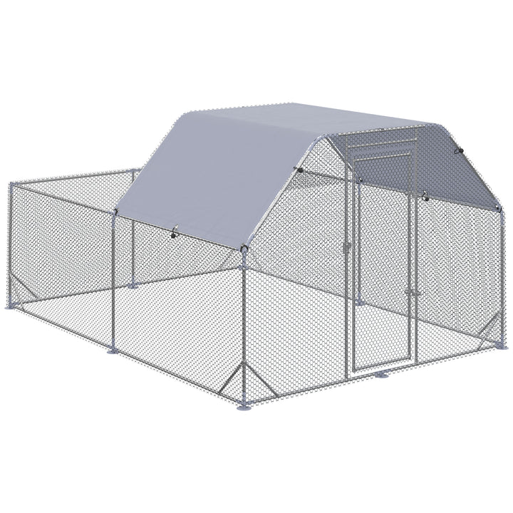 PawHut Chicken Run with Roof, Walk In Chicken Coop for 10-12 Chickens, Hen House Duck Pen Outdoor, 2.8 x 3.8 x 2 m