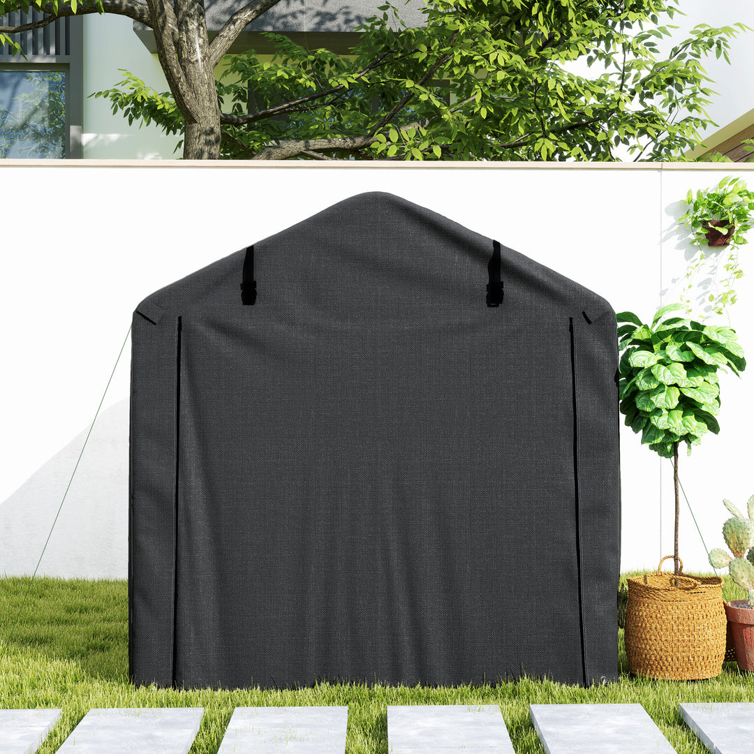 2.2 x 1.6 m Garden Storage Tent, Waterproof Anti-UV Bike Tent with Roll-up Zipper Door, Galvanised Outdoor Storage Shelter Carport for Bike, Motorbike, Garden Tools, Black