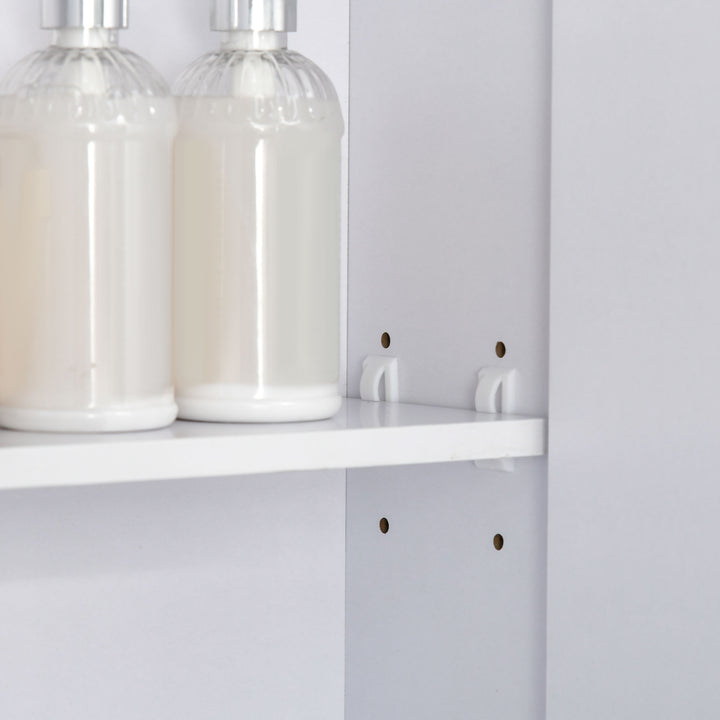 Bathroom Cabinet with Mirror, Wall Mounted Bathroom Mirror Cabinet with Adjustable Shelf, 2 Doors Storage Cupboard, White