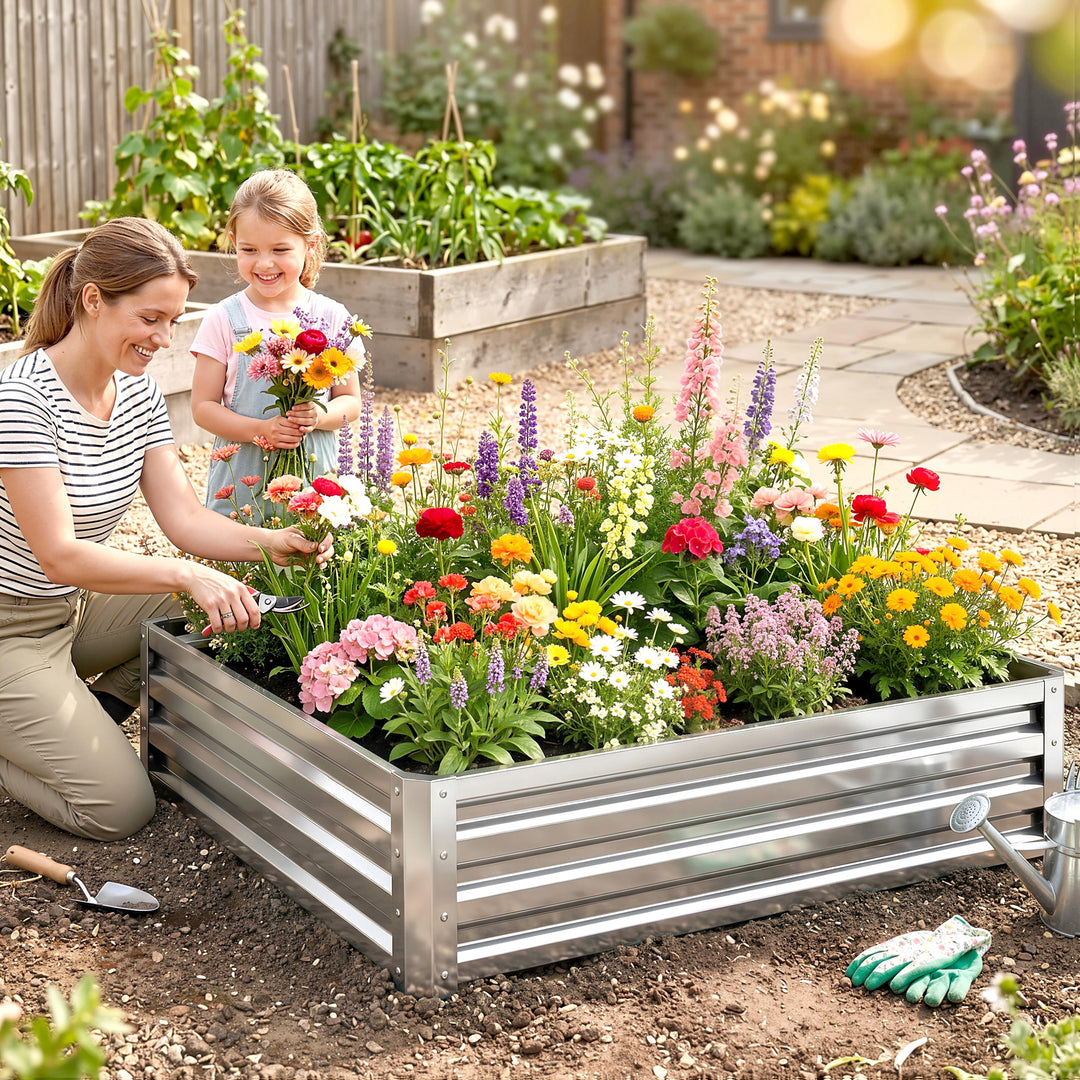 Square Raised Garden Bed Box with Weatherized Steel Frame for Vegetabl