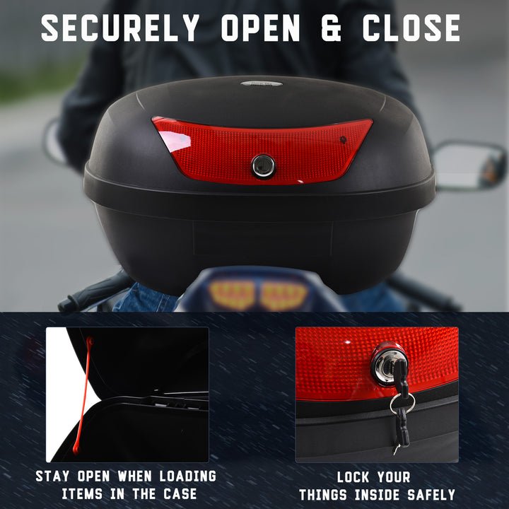 48L Motorcycle Trunk Travel Luggage Storage Box Motorbike Accessory Large Storage Space For 2 Half Helmet - Black