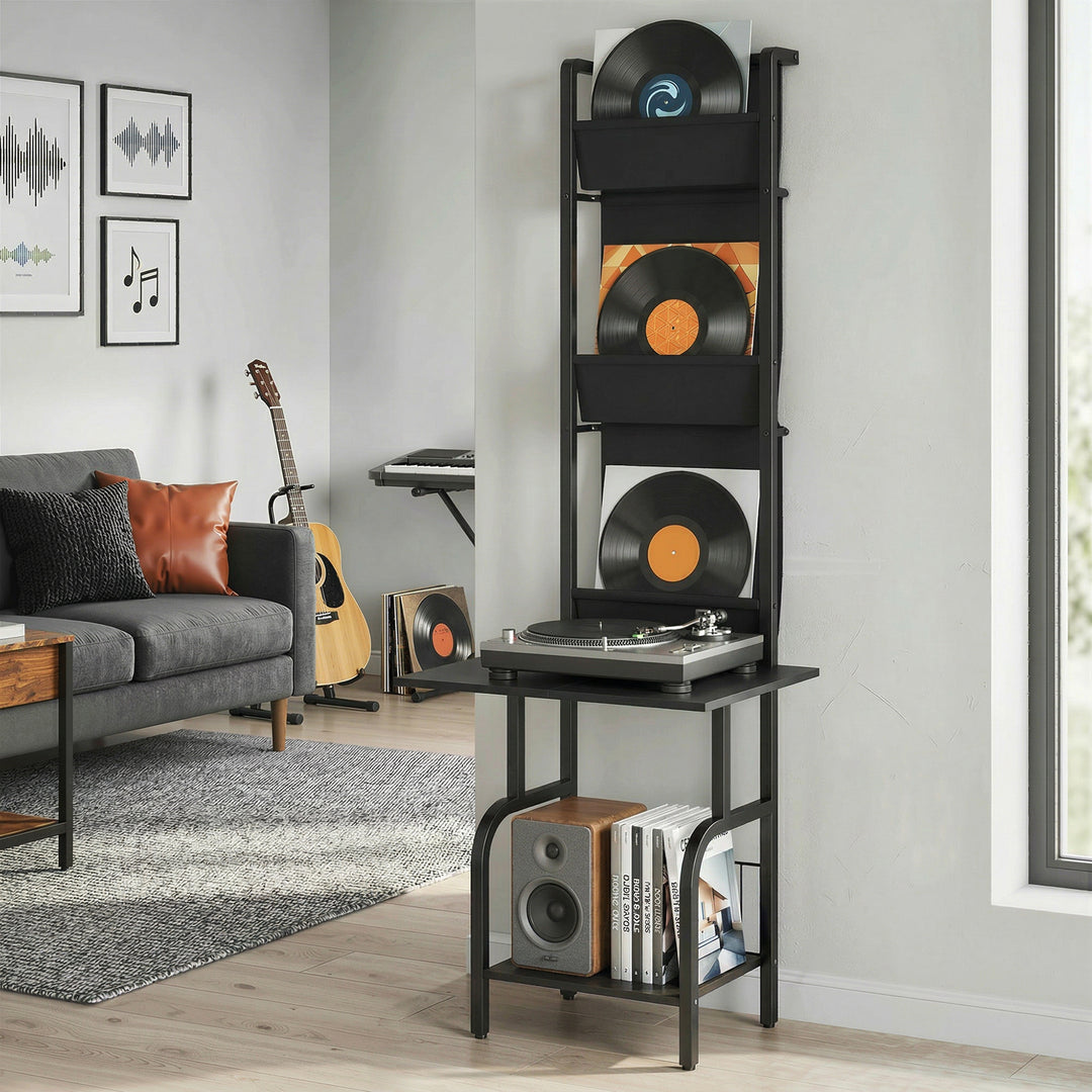 Vinyl Record Player Stand Record Storage with Player Stand Oxford Fabr