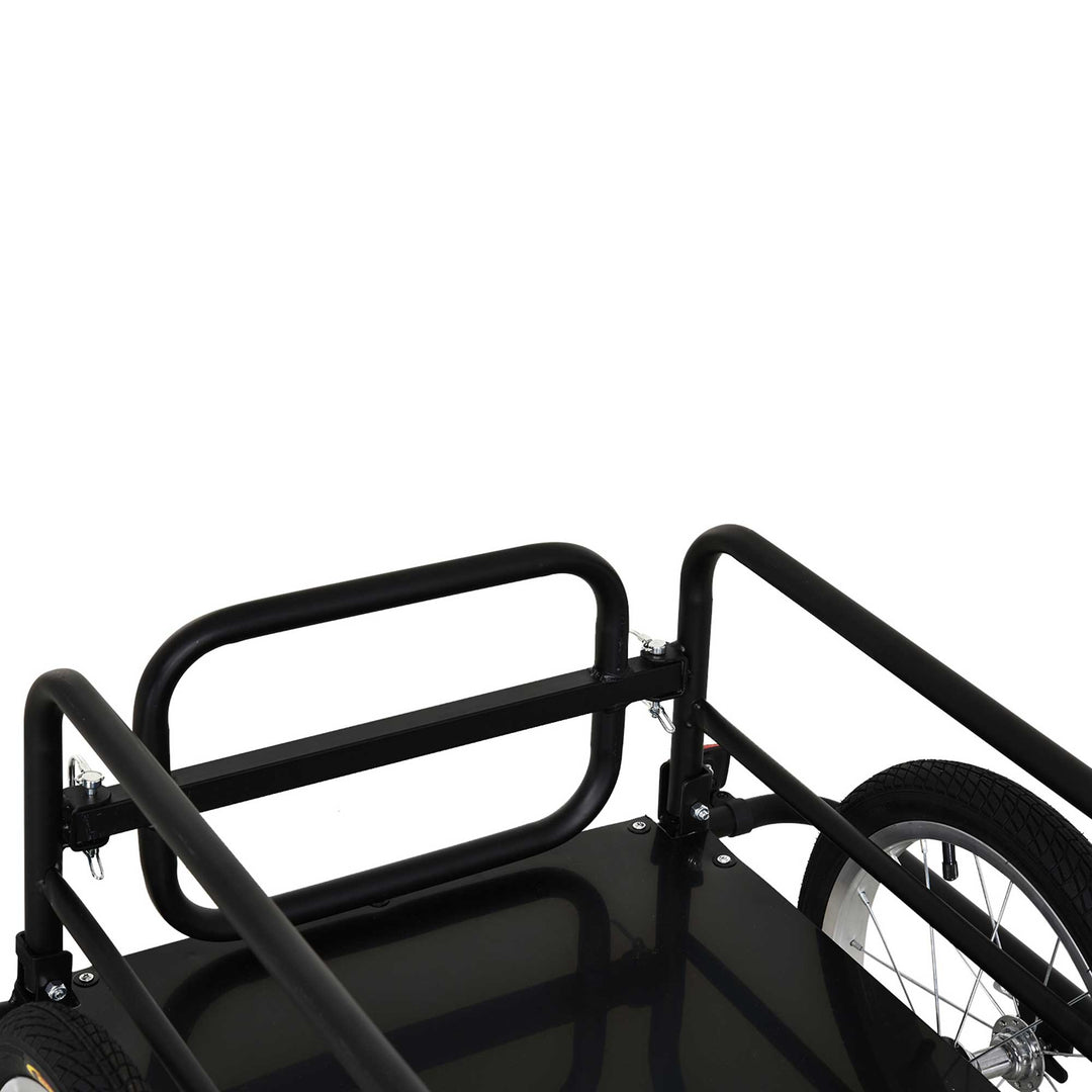 Bike Cargo Trailer in Steel Frame Extra Bicycle Storage Carrier with Hitch-Black