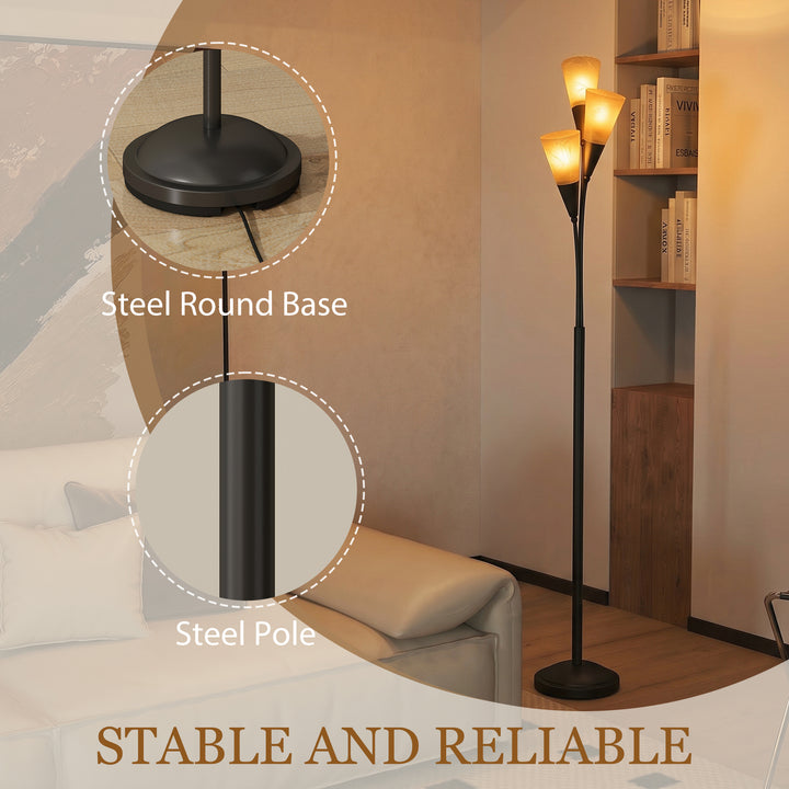 Modern Standing Lamp, 3-Light Upright Floor Lamps for Living Room, Bla