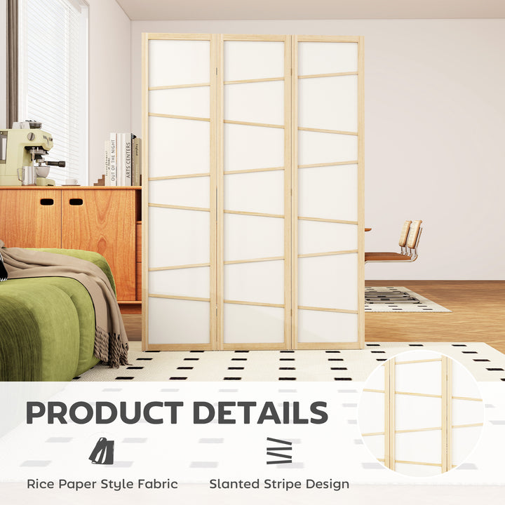 Wooden Folding Privacy Screen, 3 Panel Room Divider for Bedroom, Natur