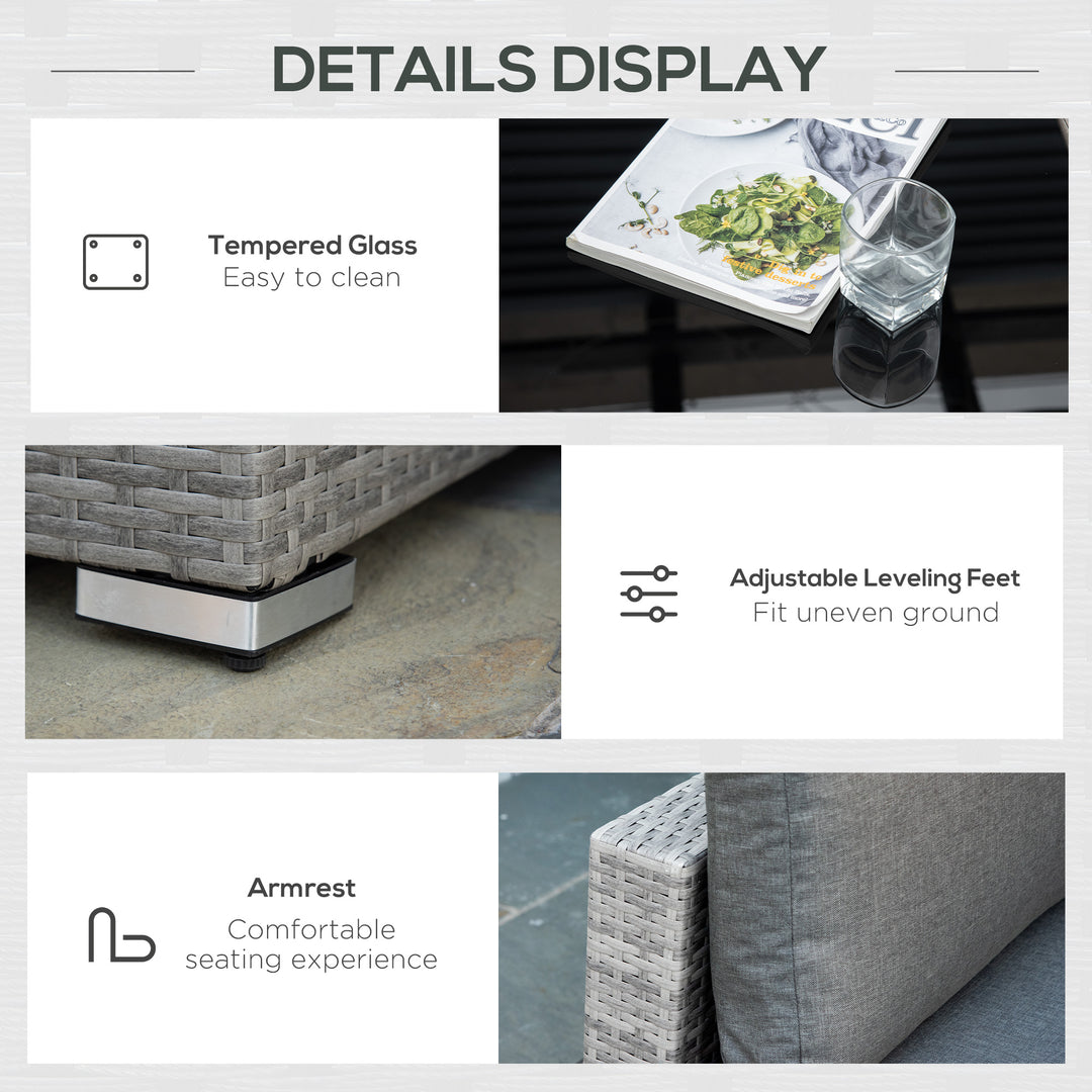 Four-Piece Half-Square Rattan Sofa Set - Mixed Grey