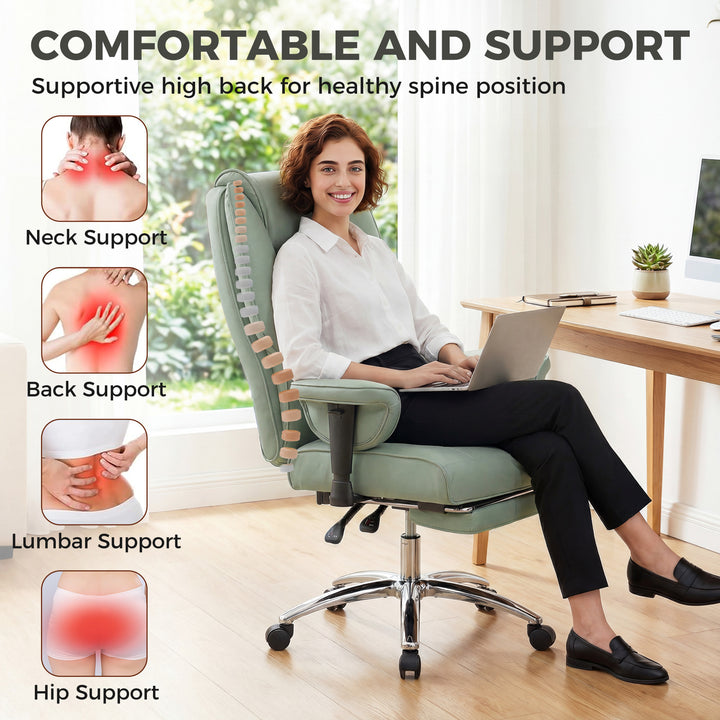 Executive Office Chair, Reclining Desk Chair with Footrest, Adjustable