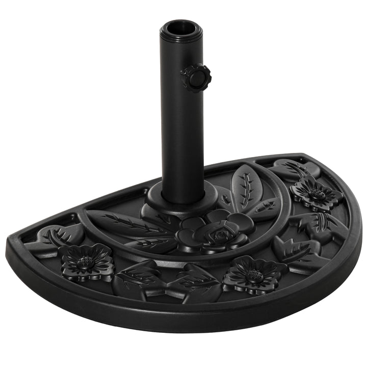 9kg Cement Concrete Half Round Parasol Base Umbrella Stand Garden Outdoor Accessories - Adjustable Coupler Suitable Umbrella Rod: Φ3.5cm, Φ3.8cm, Φ4.8cm