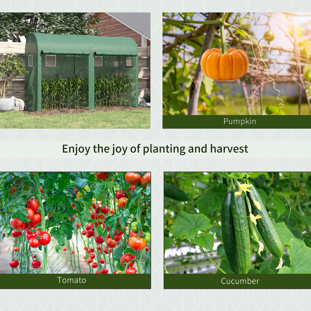 MCL Walk-in Greenhouse, Tomato Greenhouse with Double Doors & 4 Windows, Garden Plant Growth Green House with PE Cover, Steel Frame, Green, 3 x 1 x 2 m