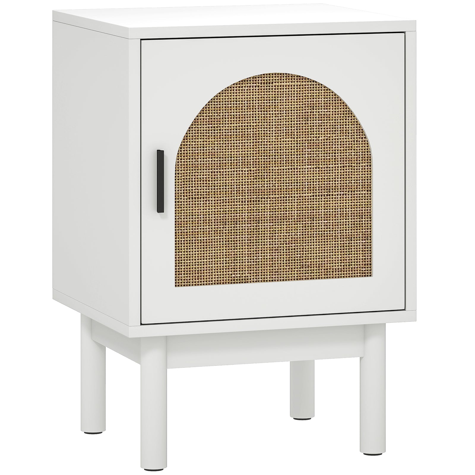 Rattan Bedside Table for Bedroom - White