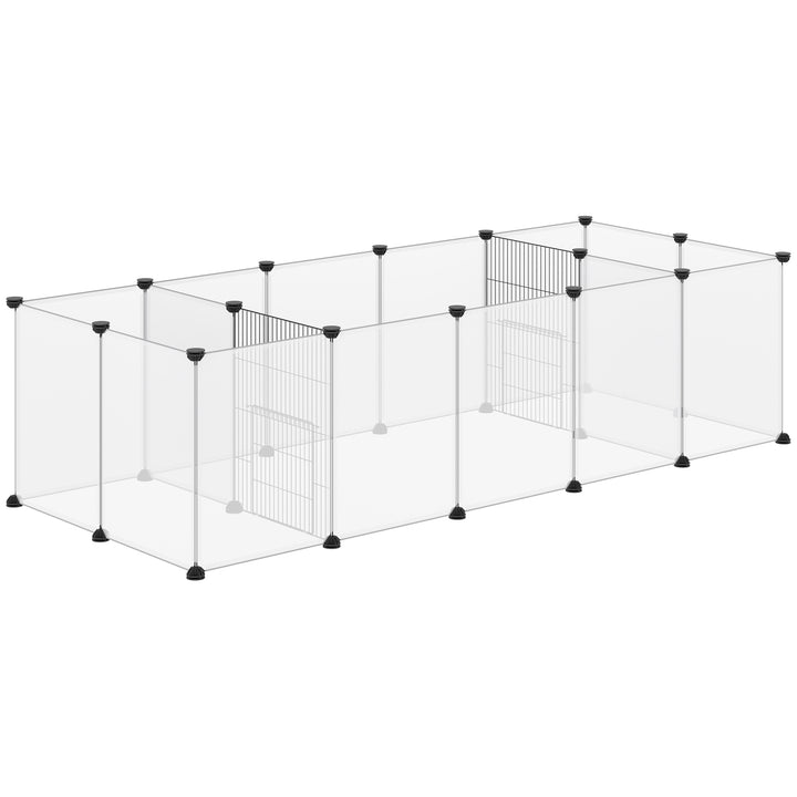 18-Panel Small Animal Cage, Pet Playpen, for Guinea Pigs, Hedgehogs - White