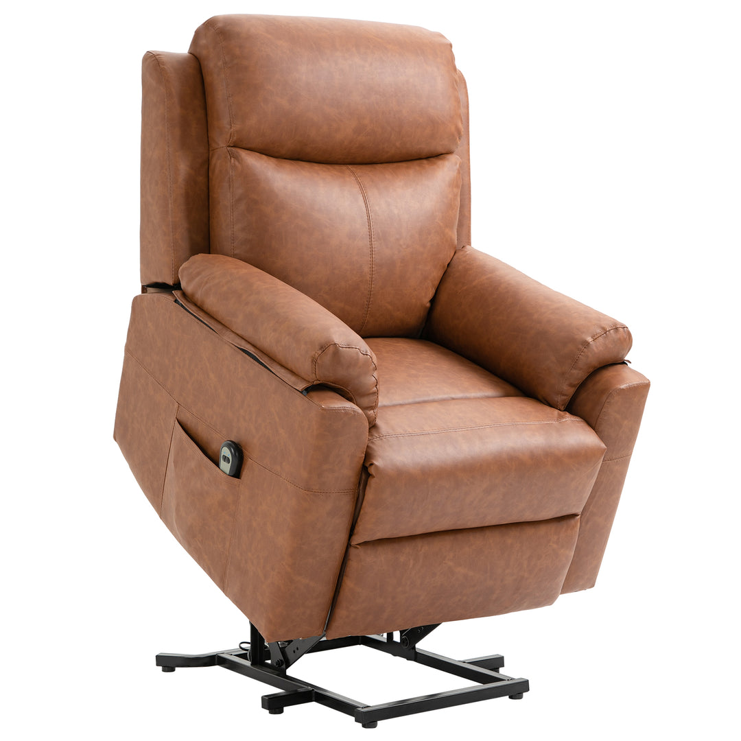MCL Faux Leather 70° Electric Riser Recliner Chair - Brown