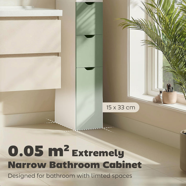 Slim Bathroom Storage Cabinet, Tall Bathroom Floor Cabinet with 2-Tier